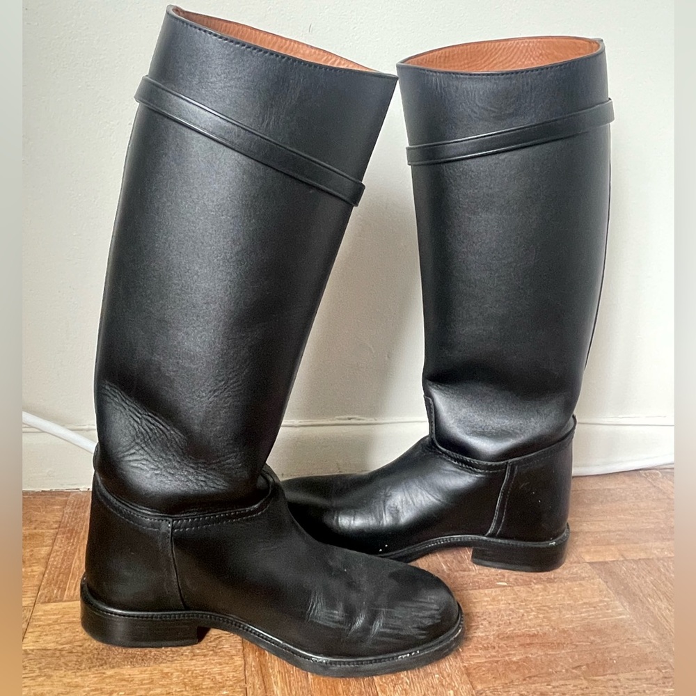 Polo Ralph Lauren Calfskin Tall Riding Boots, Black Leather, Size 8.5 - Picture 5 of 10